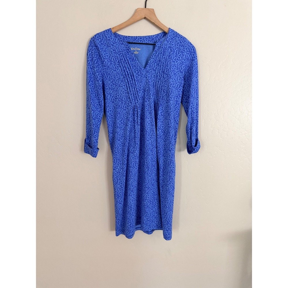 Lilly Pulitzer Fairfax 3/4 Sleeve Dress Alba Blue Easy Peasy Pintucks XS - Picture 2 of 7